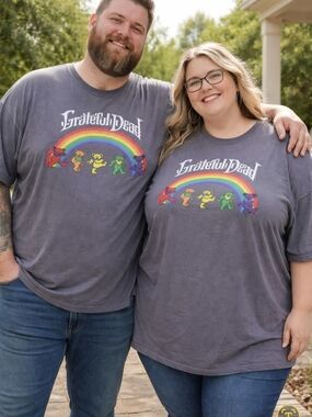 Grateful Dead Rainbow Dancing Bears Gray Short Sleeve  T-Shirt 3xL